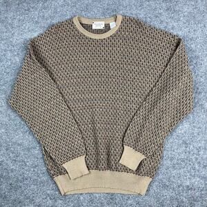 Collezione Dante Sweater Mens L Tan Textured Knit Pullover Made in Italy Wool